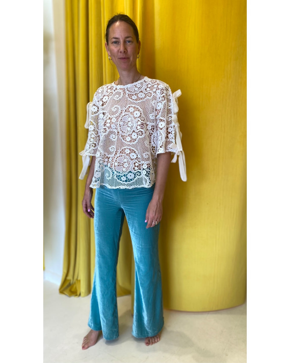 Daisy Top Ribbon Crochet White