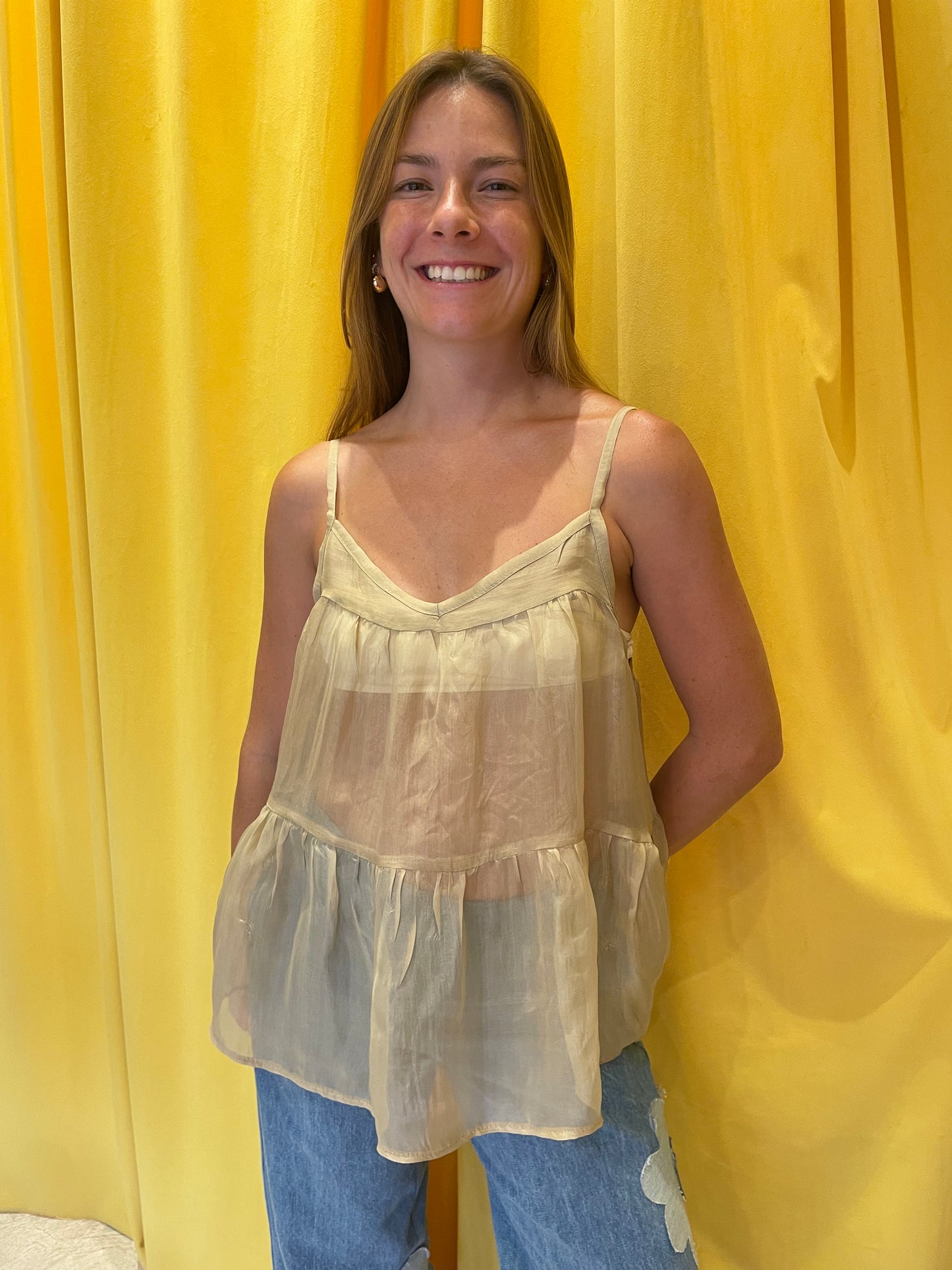 Umbrella Organza Top Coffee