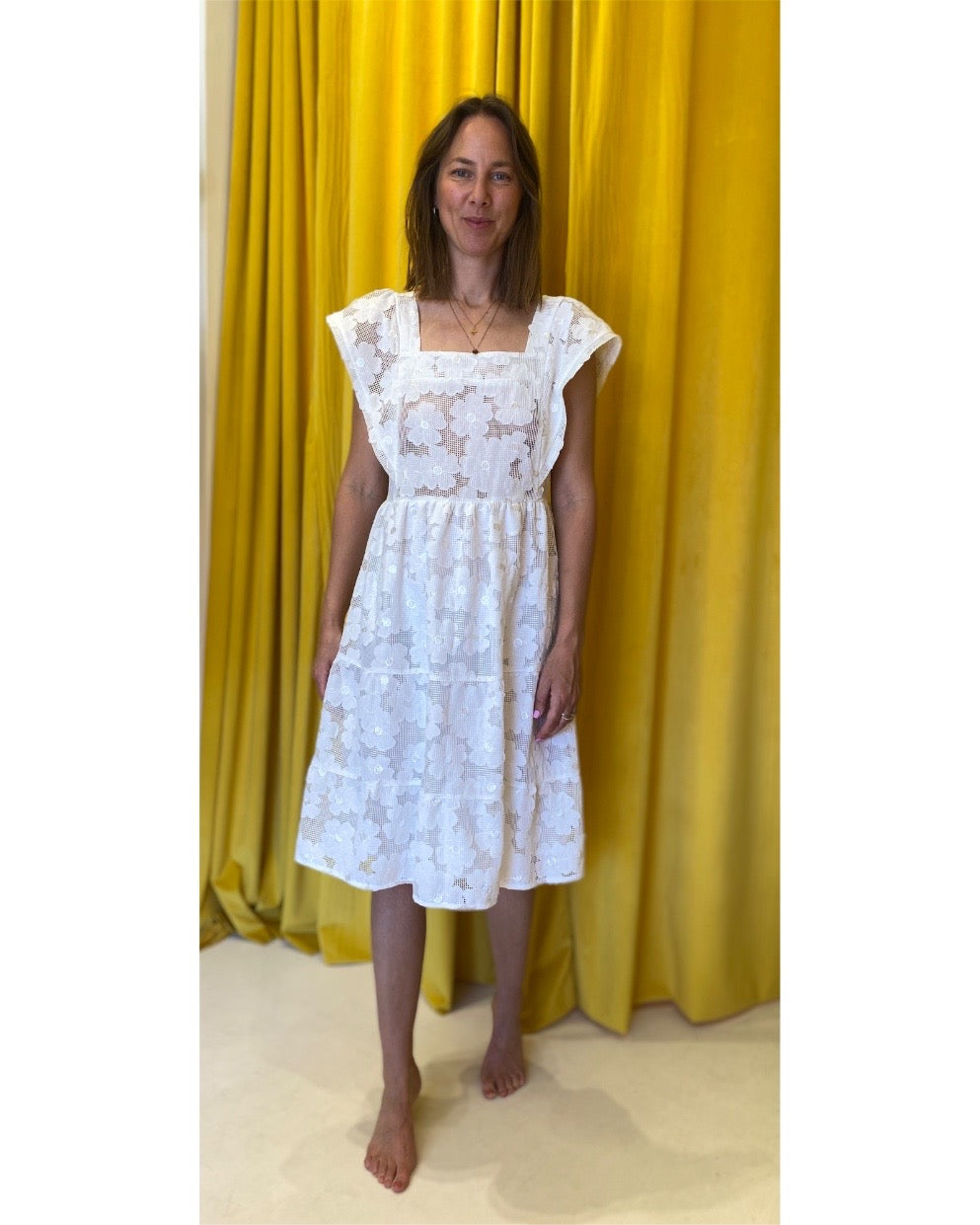 Honey Dress Fleur Crochet White