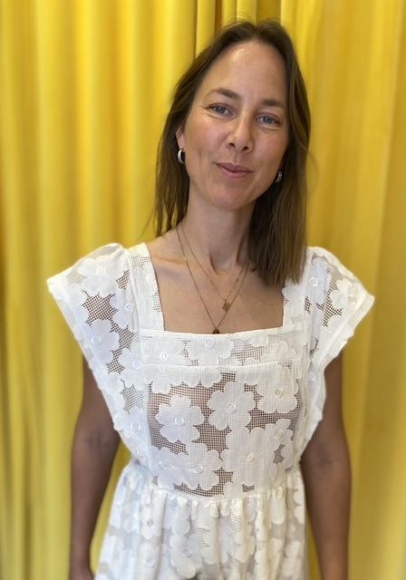 Honey Dress Fleur Crochet White