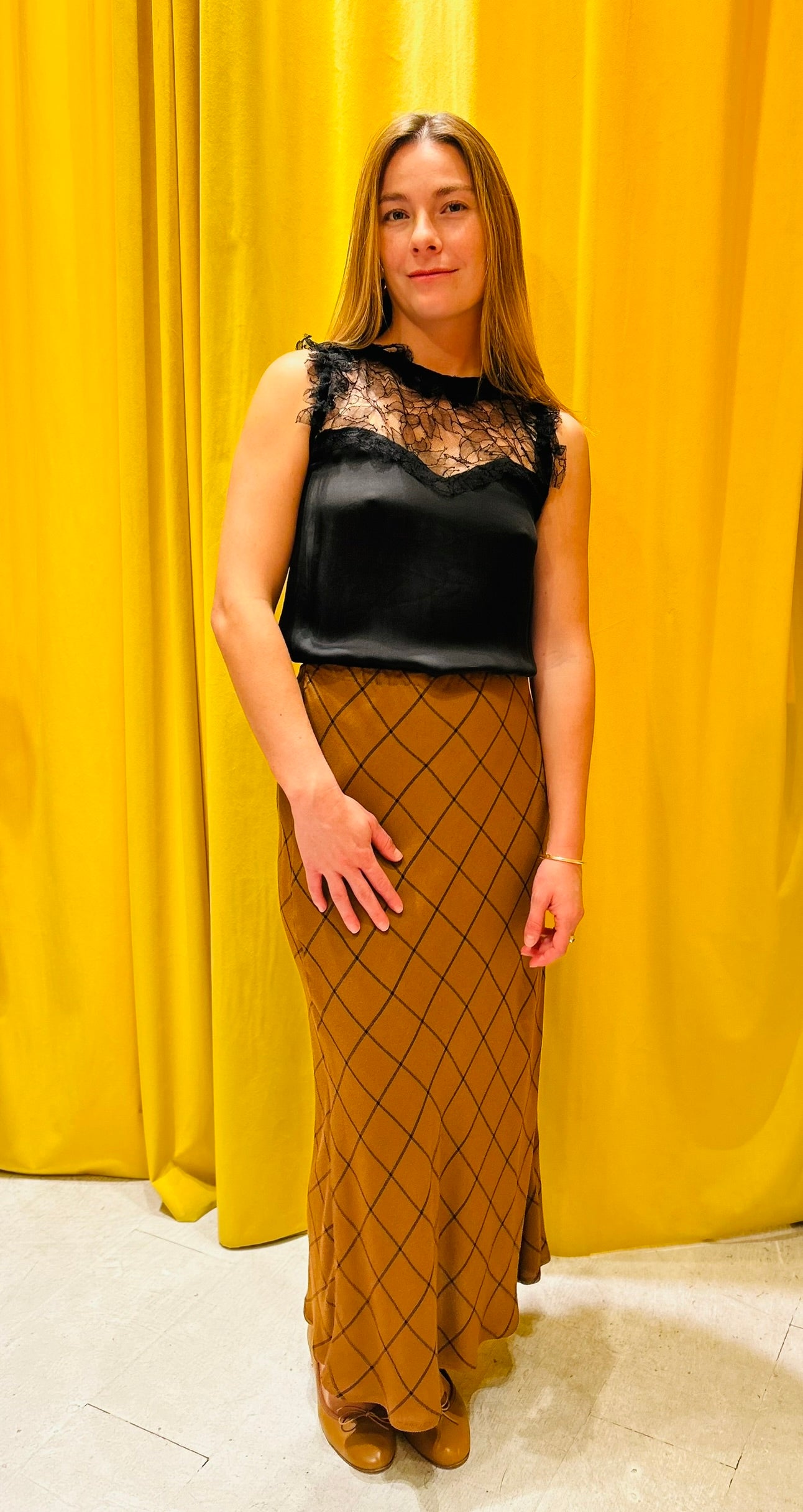 Slip skirt multi brown