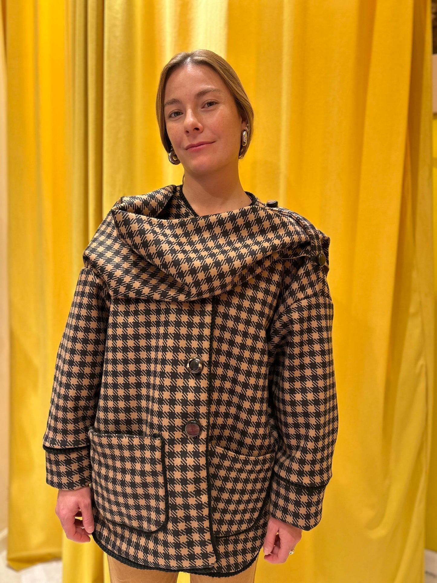 Scarf coat pied di poule