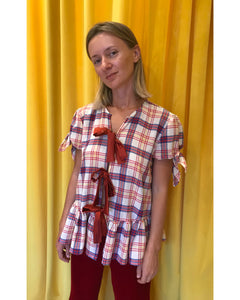 Daisy ribbon top checks