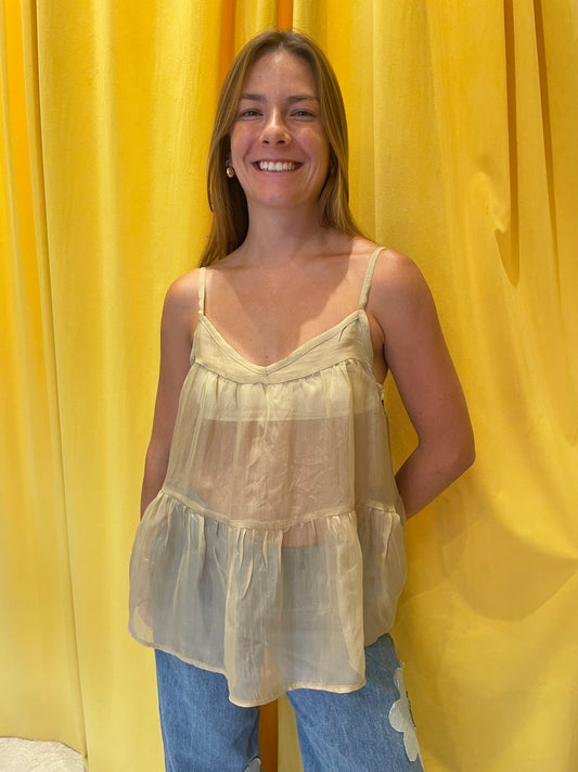 Umbrella Organza Top Coffee