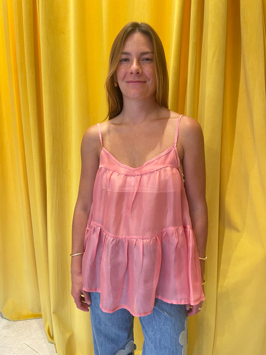 Umbrella Organza Top Cherry