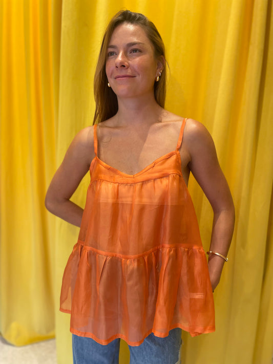 Umbrella Organza Top Orange
