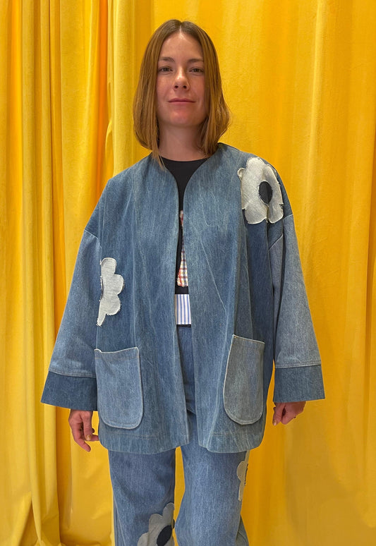 Comforter jeans flower patch