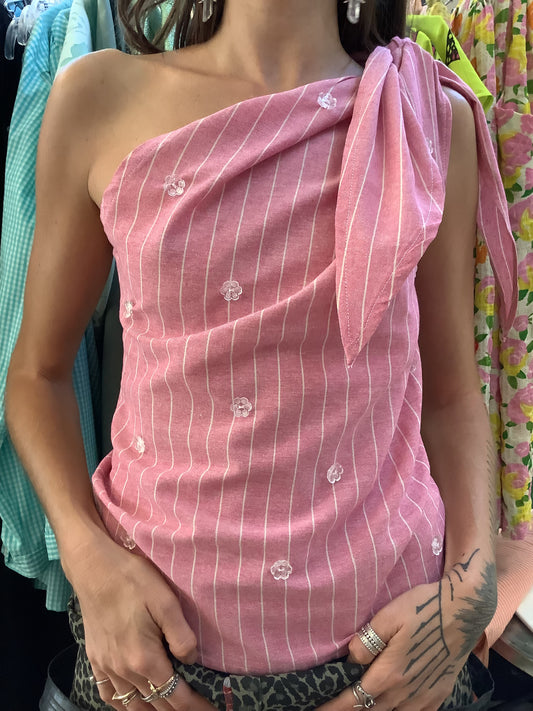 One shoulder knot top