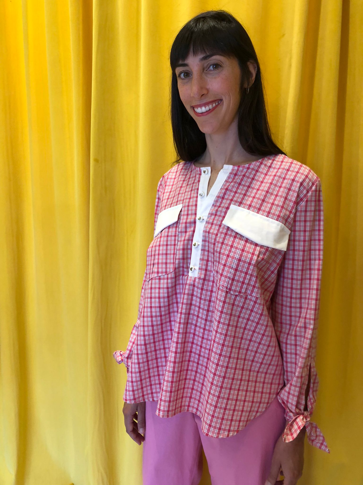 Sailor blouse checks pink