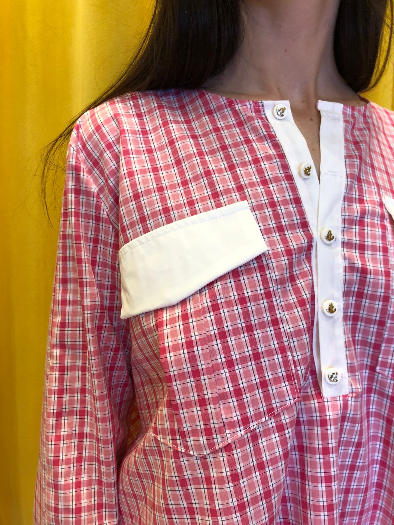 Sailor blouse checks pink