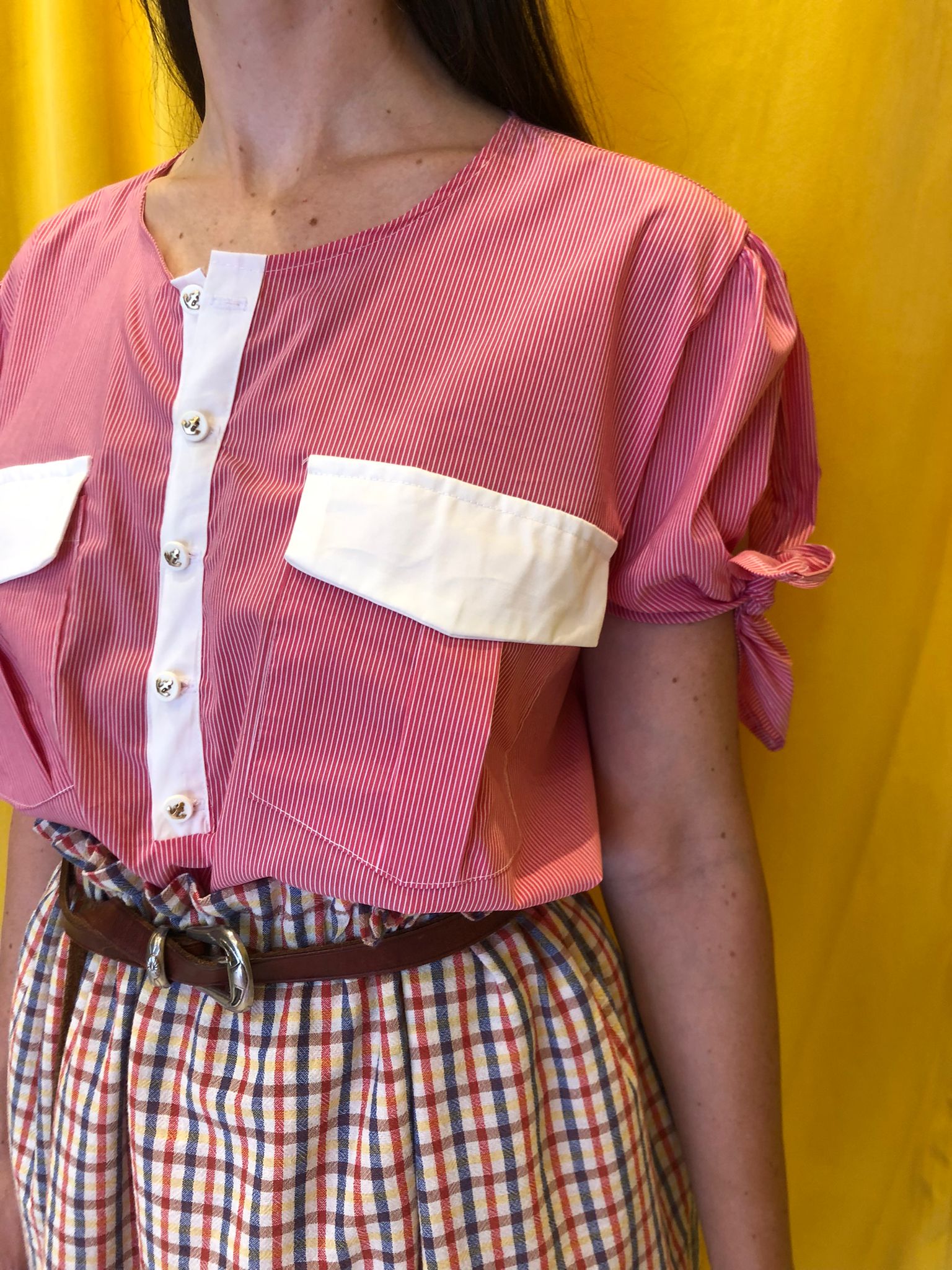 Sailor top pinstripe pink