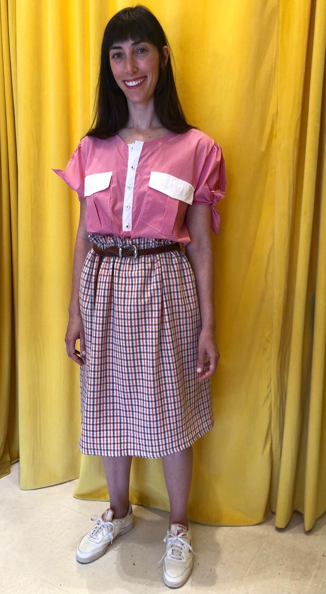 Sailor top pinstripe pink