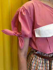 Sailor top pinstripe pink